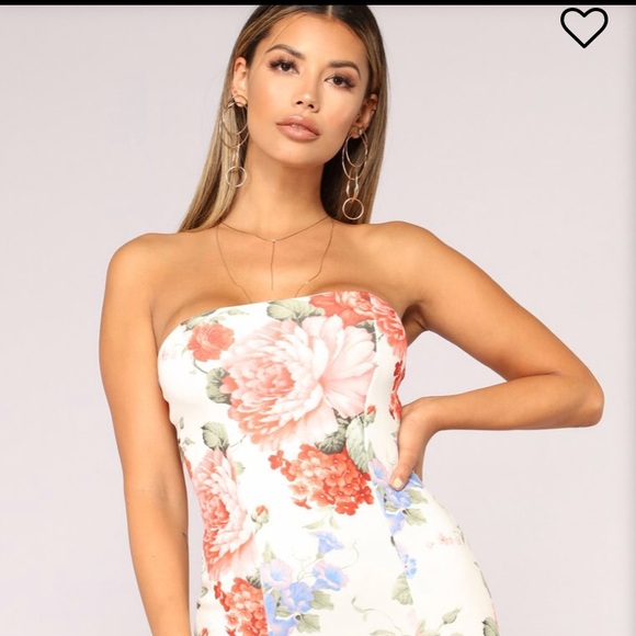 Floral Strapless Dress - Picture 2 of 6